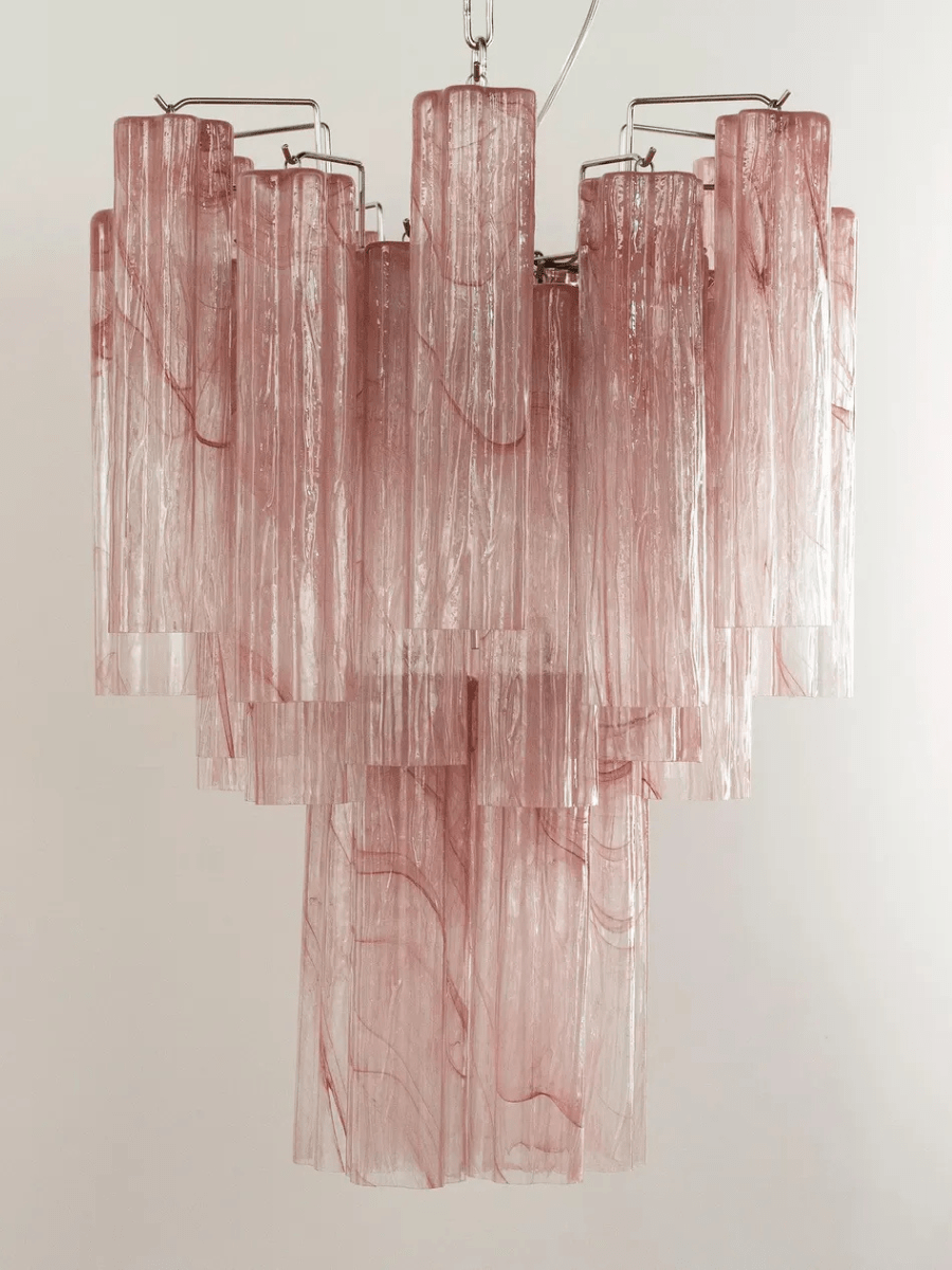 Murano Pink Alabaster Tronchi Chandelier Ø36 - 15 Tubes - Bellavé Studio