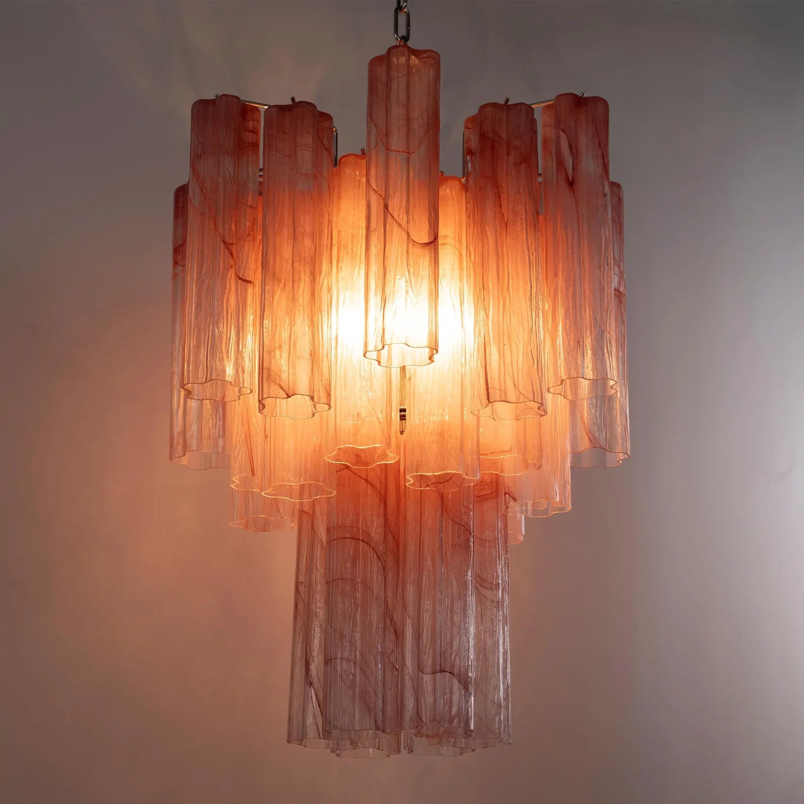 Murano Pink Alabaster Tronchi Chandelier Ø36 - 15 Tubes - Bellavé Studio