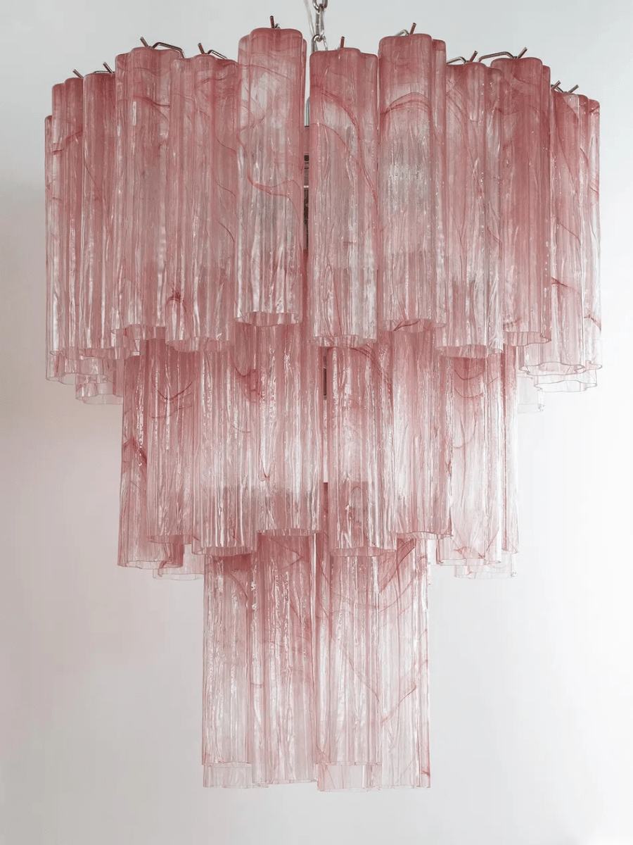 Murano Pink Alabaster Tronchi Chandelier Ø65 - 48 Tubes - Bellavé Studio