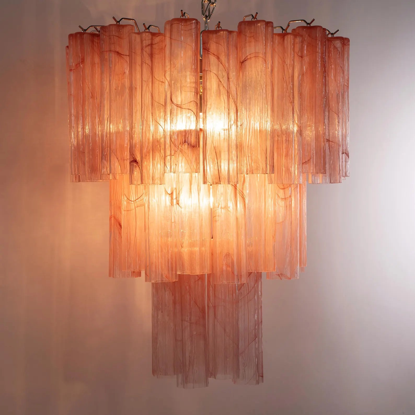 Murano Pink Alabaster Tronchi Chandelier Ø65 - 48 Tubes - Bellavé Studio