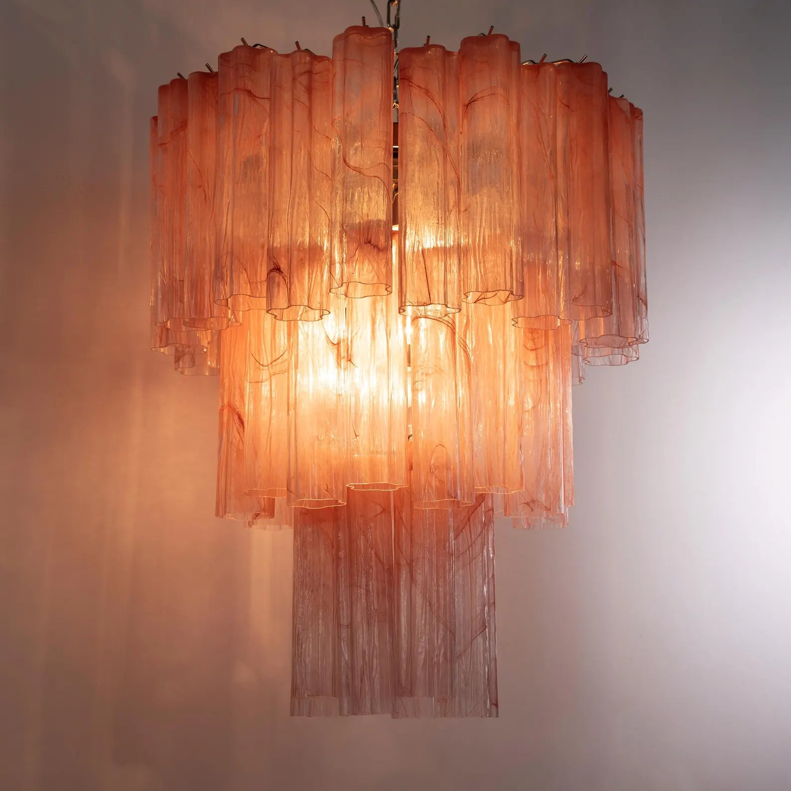 Murano Pink Alabaster Tronchi Chandelier Ø65 - 48 Tubes - Bellavé Studio