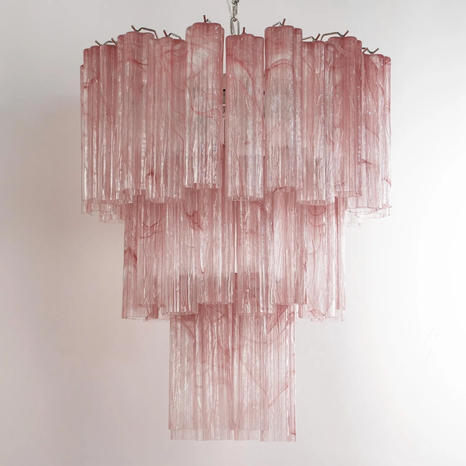 Murano Pink Alabaster Tronchi Chandelier Ø65 - 48 Tubes - Bellavé Studio
