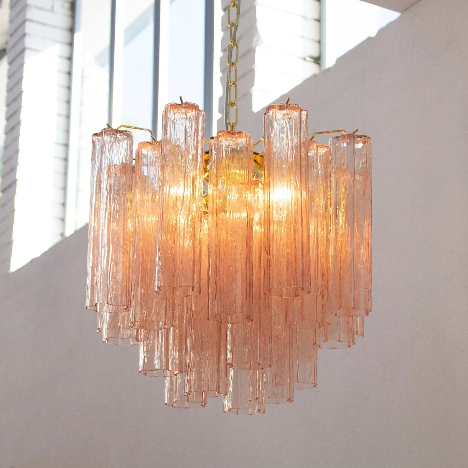 Murano Pink Tronchi Chandelier Ø53 - 24 Tubes - Bellavé Studio