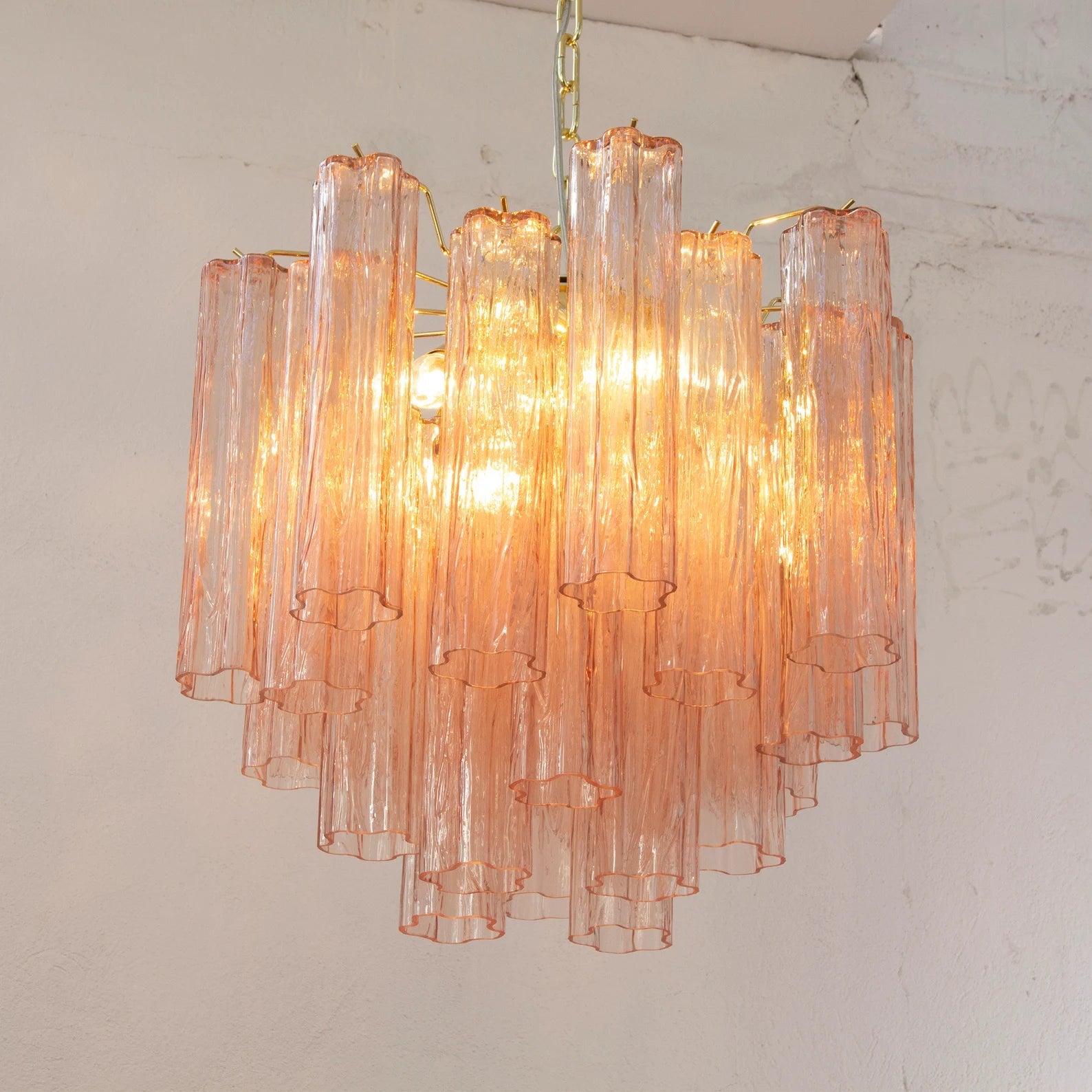 Murano Pink Tronchi Chandelier Ø53 - 24 Tubes - Bellavé Studio