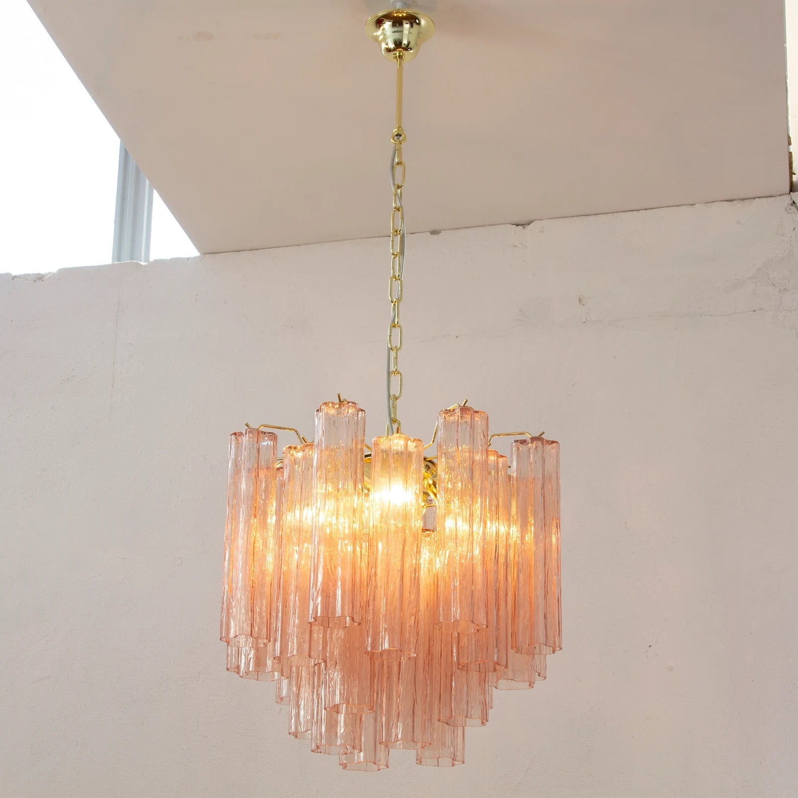 Murano Pink Tronchi Chandelier Ø53 - 24 Tubes - Bellavé Studio