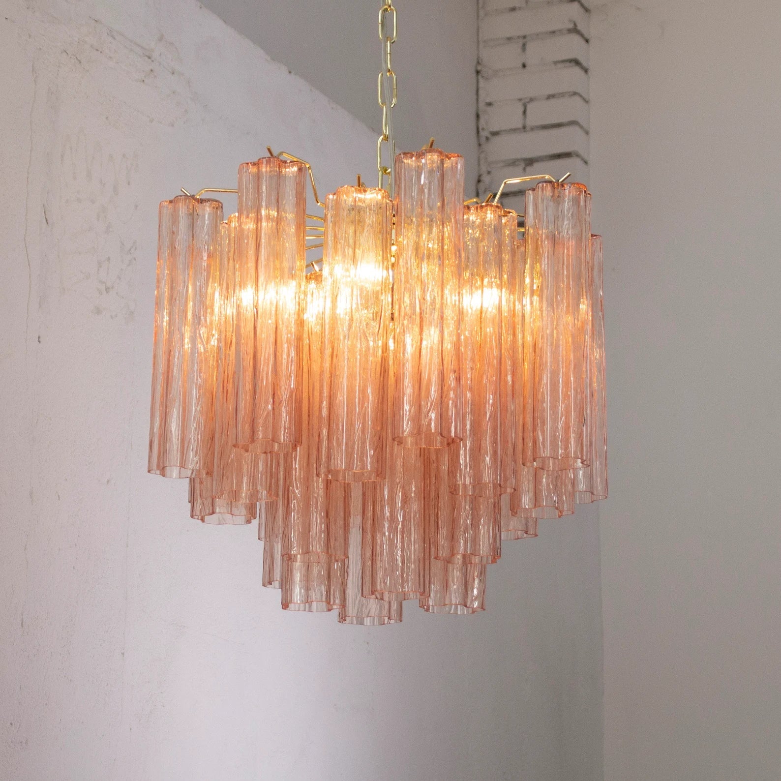 Murano Pink Tronchi Chandelier Ø53 - 24 Tubes - Bellavé Studio