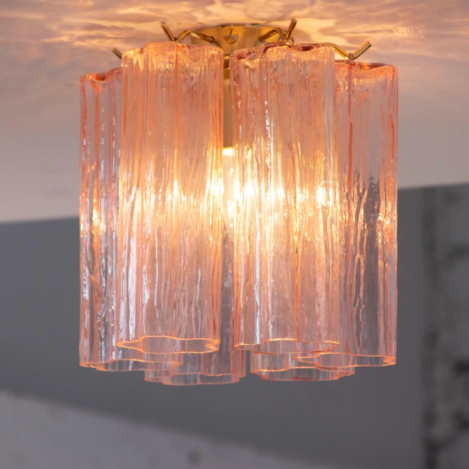 Murano Pink Tronchi Taklampe - 6 Tubes - Bellavé Studio