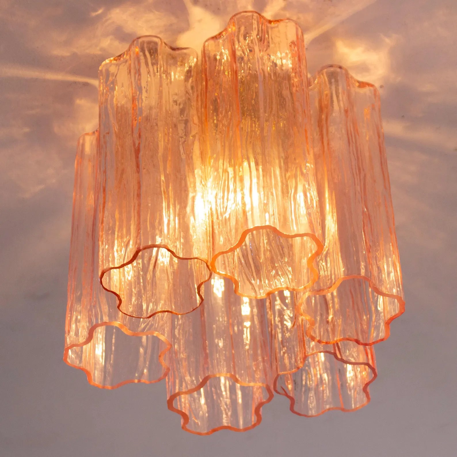 Murano Pink Tronchi Taklampe - 6 Tubes - Bellavé Studio