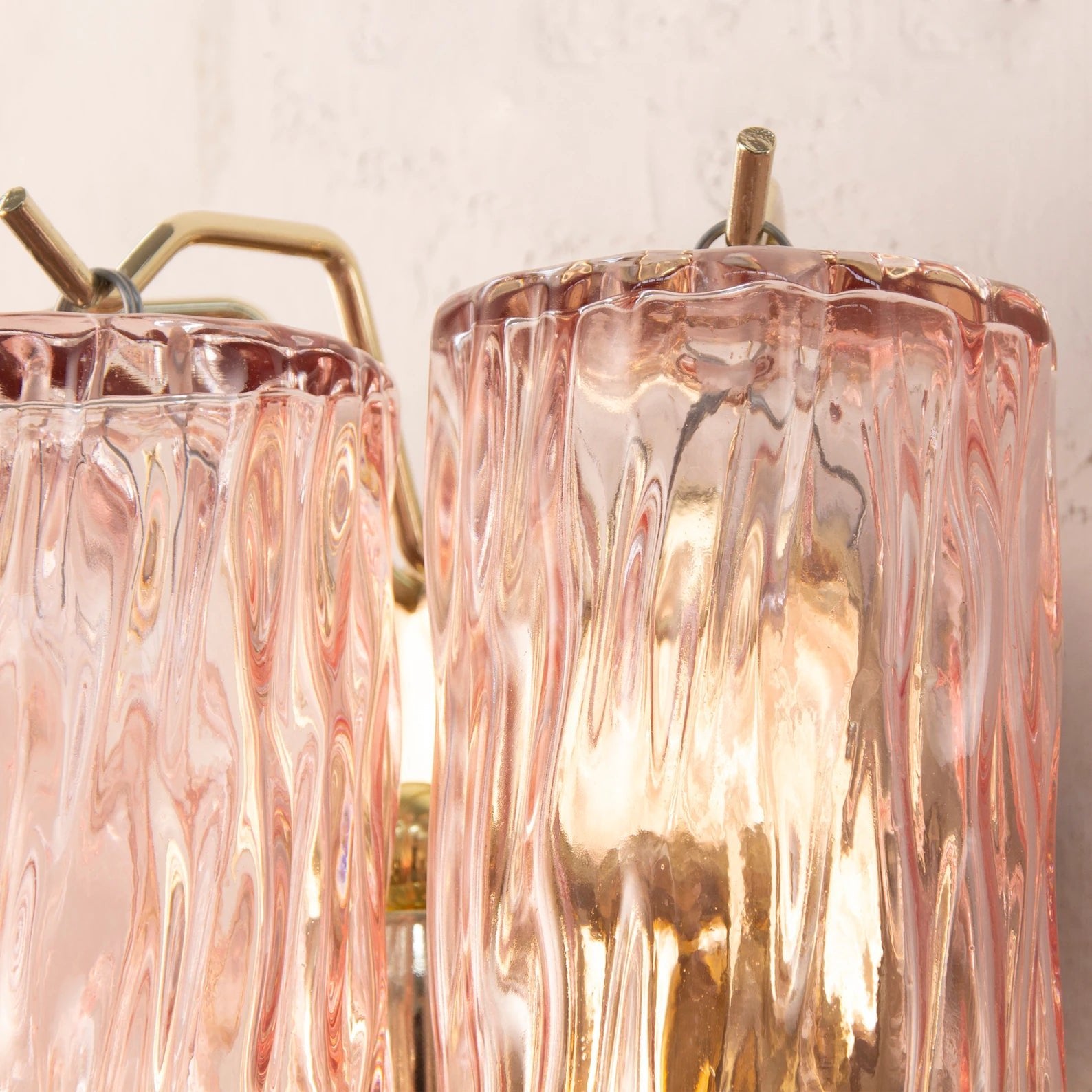 Murano Pink Tronchi Wall Sconces – Set of 2 - Bellavé Studio