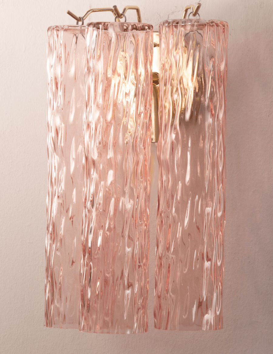Murano Pink Tronchi Wall Sconces – Set of 2 - Bellavé Studio