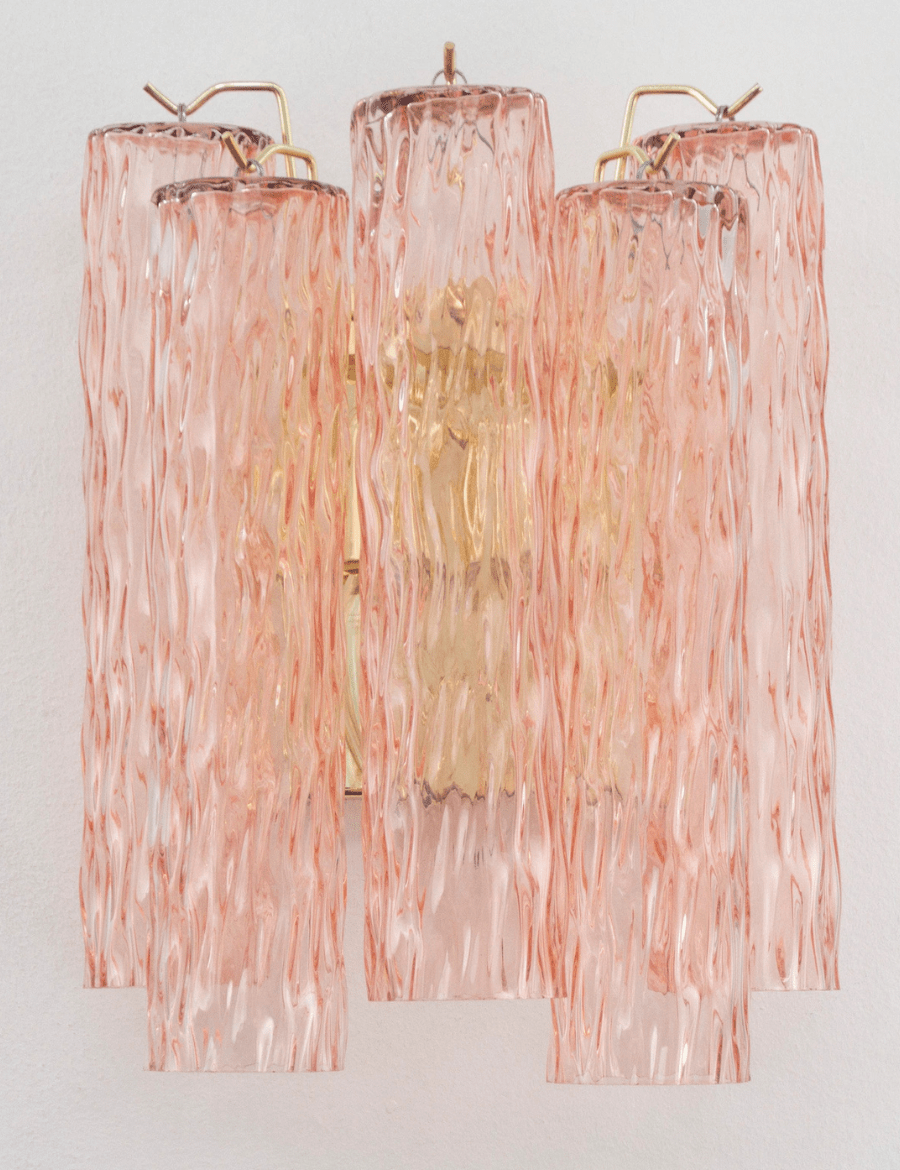 Murano Pink Tubi Wall Sconces – Set of 2 - Bellavé Studio