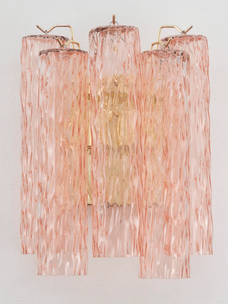 Murano Pink Tubi Wall Sconces – Set of 2 - Bellavé Studio