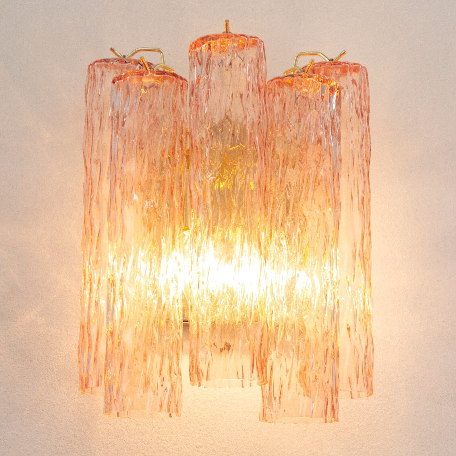 Murano Pink Tubi Wall Sconces – Set of 2 - Bellavé Studio