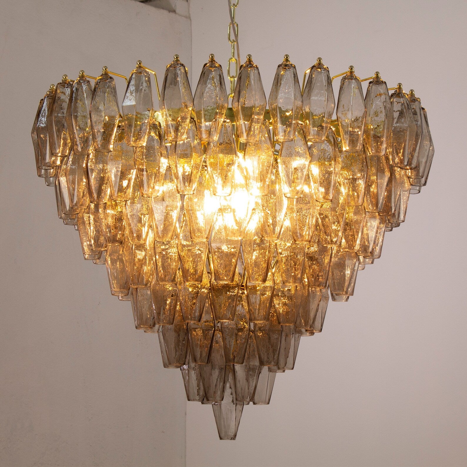 Murano Smoke Poliedri Chandelier Ø75 - Bellavé Studio
