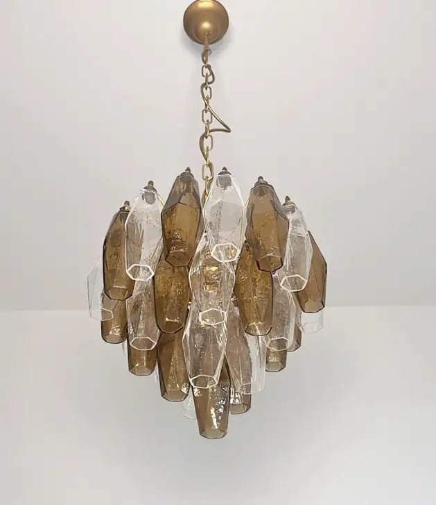Murano Smoke&Clear Poliedri Chandelier 35 cm - Bellavé Studio