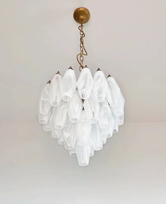 Murano White Alabaster Poliedri Chandelier 35 cm - Bellavé Studio