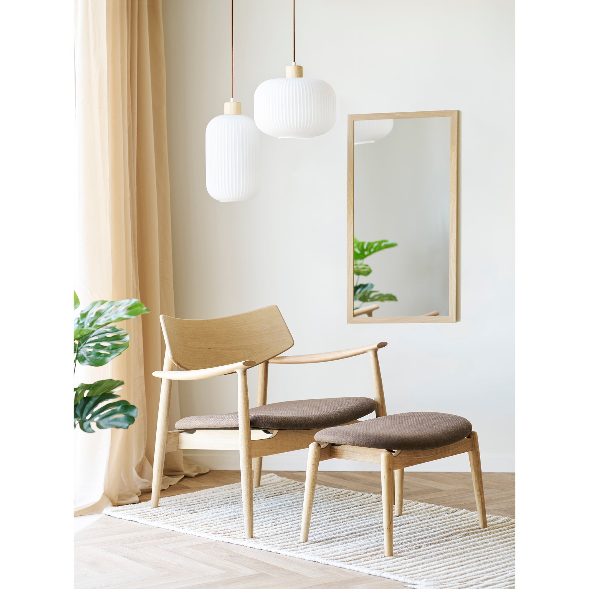 Olvera Lounge Chair – Natural Oak &amp; Brown - Bellavé Studio