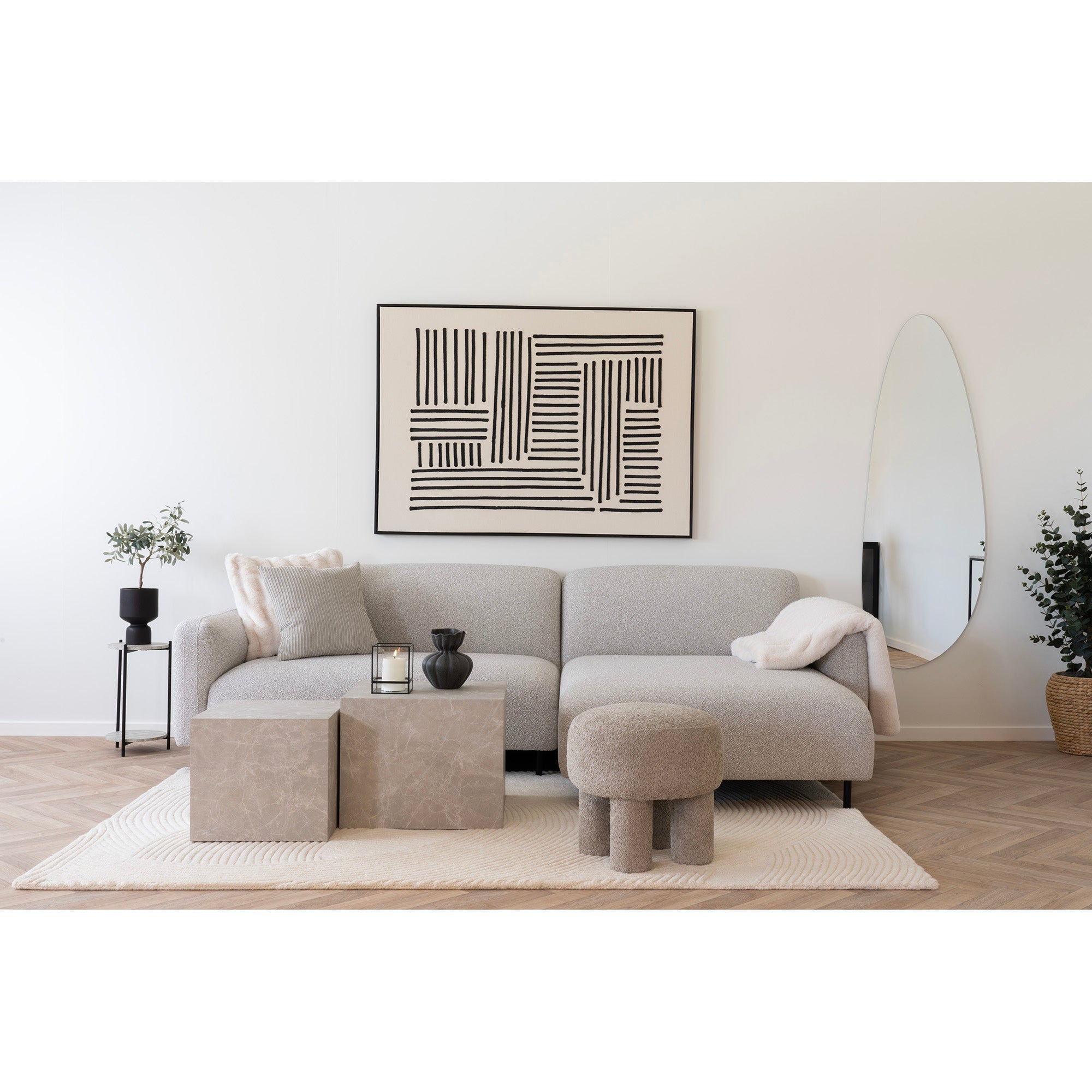 Salvador 3 - seter Sofa (Light Grey) - Bellavé Studio