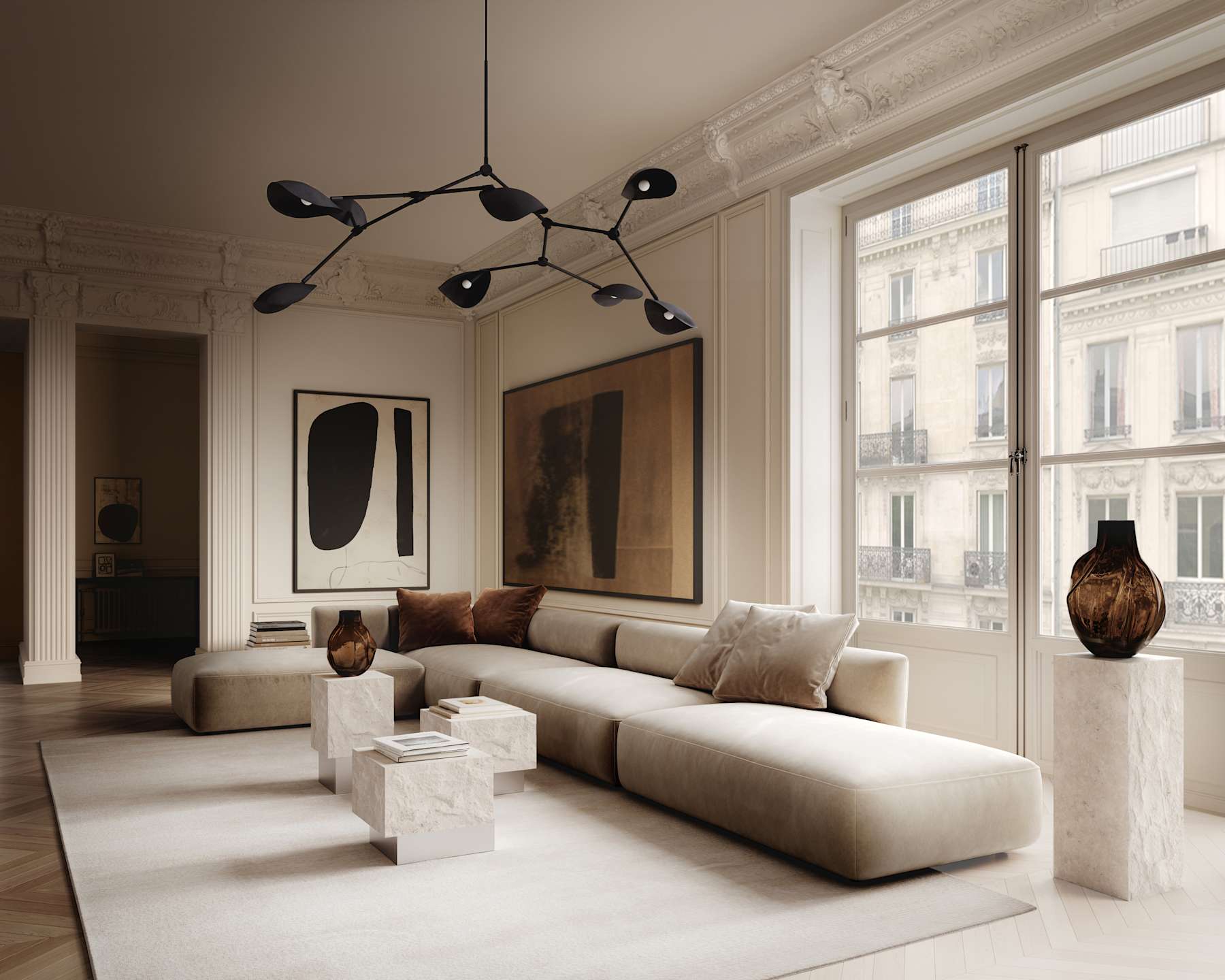 Stingray Chandelier, Grande - Burned Black (5m) - Bellavé Studio