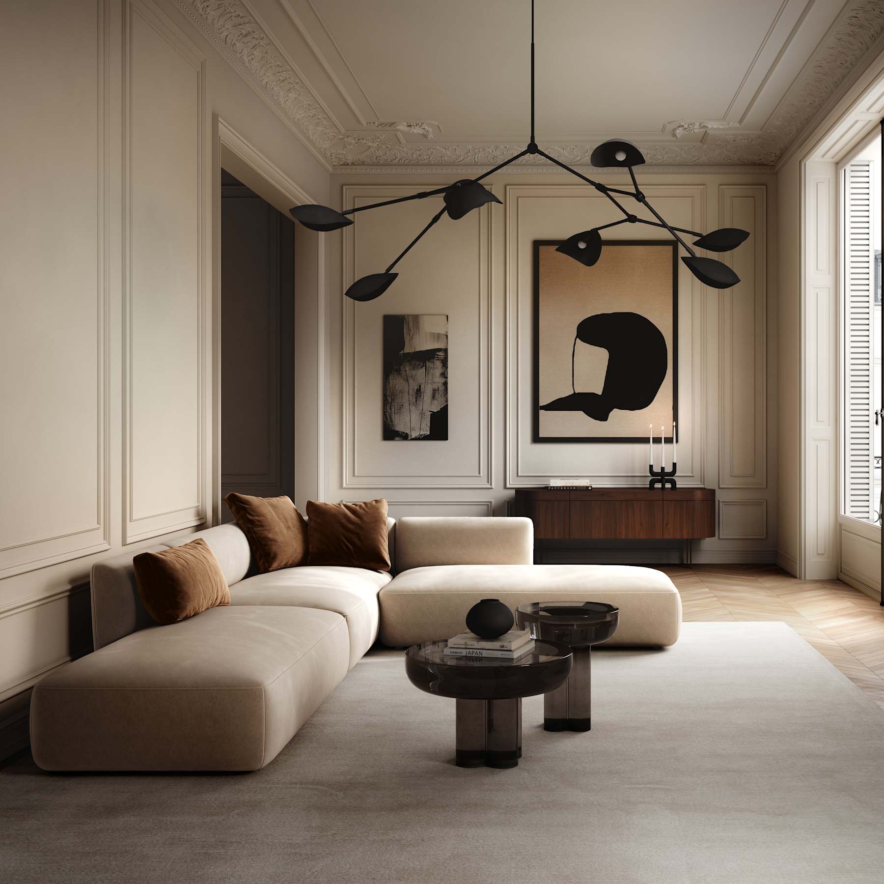 Stingray Chandelier, Grande - Burned Black (5m) - Bellavé Studio